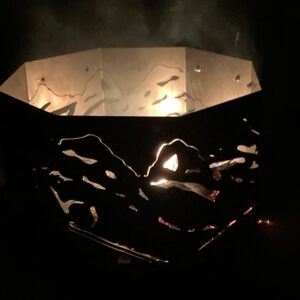 24" Three Sisters Mountain Theme Octagon Fire Pit